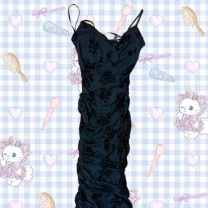 S Windsor Black Flower Bodycon Dress